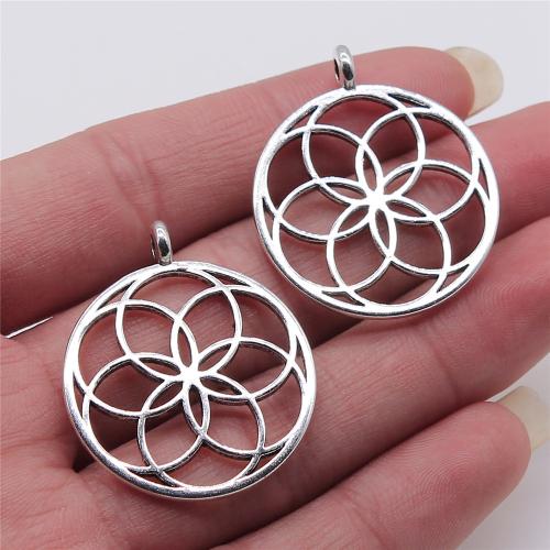 Zinc Alloy Jewelry Pendants, Round, antique silver color plated, DIY & hollow 