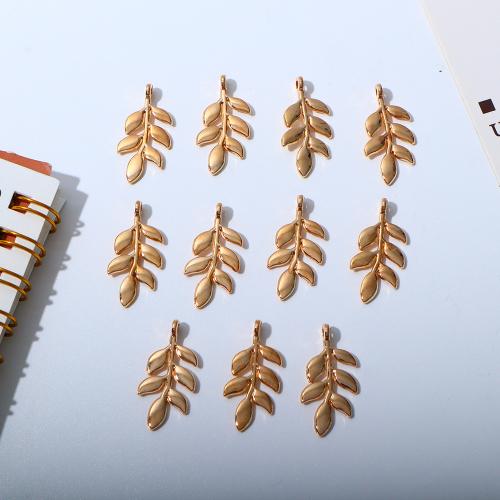 Zinc Alloy Leaf Pendants, gold color plated, DIY 