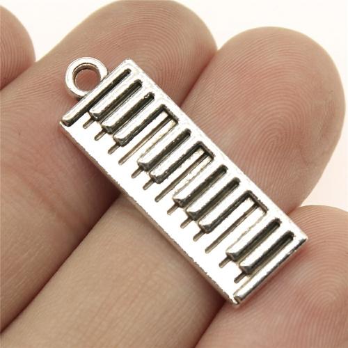 Musical Instrument Shaped Zinc Alloy Pendants, antique silver color plated, DIY 