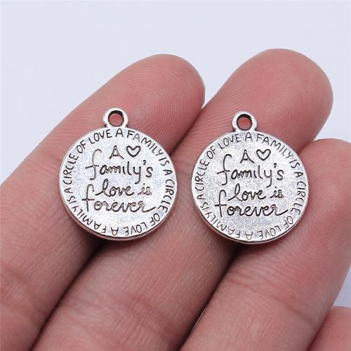 Zinc Alloy Jewelry Pendants, Round, antique silver color plated, DIY 