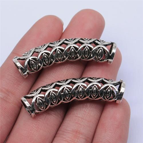 Zinc Alloy Curved Tube Beads, antique silver color plated, DIY & hollow 