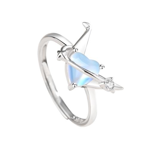 Argent sterling 925 Cuff Bague, avec verre, Mille grues en Origami, Plaqué de platine, réglable & pavé de micro zircon & pour femme .5, Vendu par PC