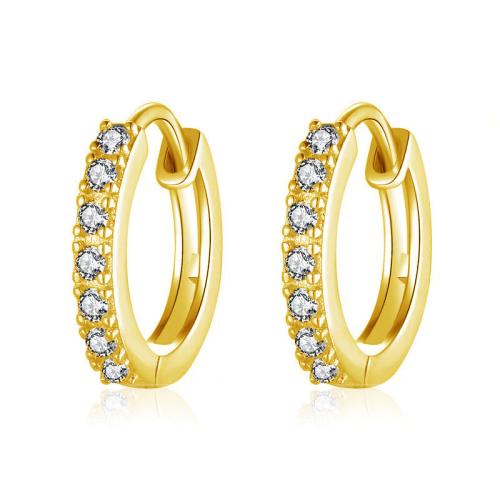 Stainless Steel Huggie Hoop Earring, Brass, fashion jewelry & micro pave cubic zirconia & for woman 