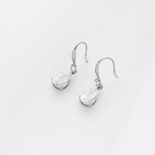 Titanium Steel Earrings, fashion jewelry & micro pave cubic zirconia & for woman 