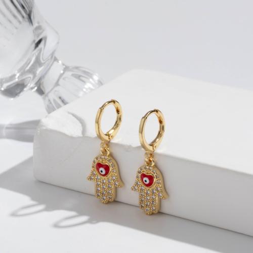 Brass Lever Back Earring, fashion jewelry & micro pave cubic zirconia & for woman 