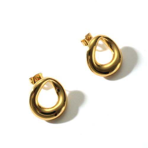 Stainless Steel Stud Earring, 304 Stainless Steel, 18K gold plated, fashion jewelry & for woman, golden, 18mm [