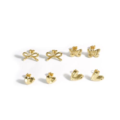 Stainless Steel Stud Earring, 304 Stainless Steel, 18K gold plated, fashion jewelry & for woman, golden [