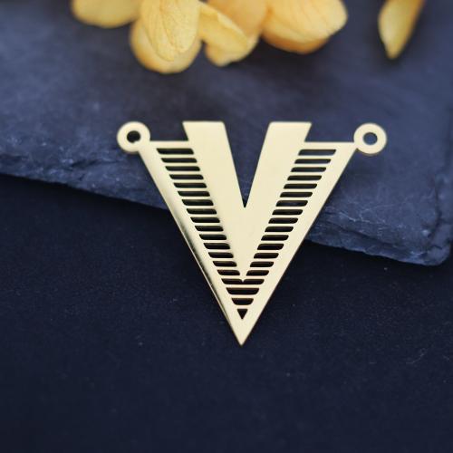 Stainless Steel Pendants, 304 Stainless Steel, Letter V, plated, DIY 