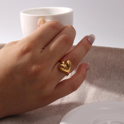 Edelstahl Fingerring, 304 Edelstahl, goldfarben plattiert, Modeschmuck & verschiedene Größen vorhanden, goldfarben, verkauft von PC