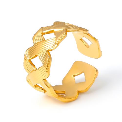 Titanium Steel Finger Ring, 18K gold plated, fashion jewelry & for woman & hollow 