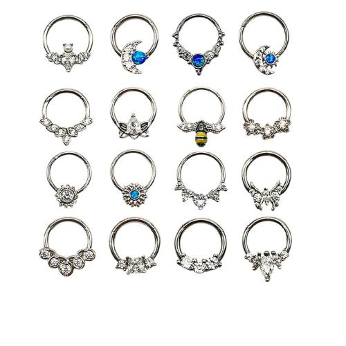 Bijoux de Piercing nez en acier inoxydable, acier inoxydable 316L, Placage ionique sous vide, unisexe & styles différents pour le choix & pavé de micro zircon & avec strass, plus de couleurs à choisir, Vendu par PC[