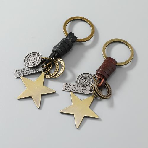 PU Leather Key Chain, Zinc Alloy, with PU Leather & Iron, plated, fashion jewelry 