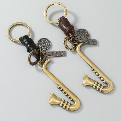 PU Leather Key Chain, Zinc Alloy, with PU Leather & Iron, plated, fashion jewelry 