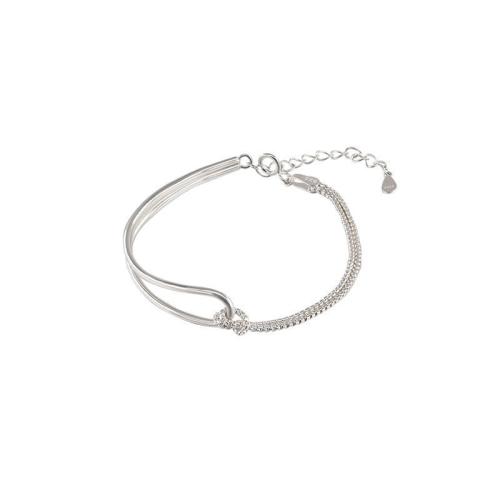 Brass Bracelets, with 5cm extender chain, fashion jewelry & for woman, silver color Approx 17 cm 