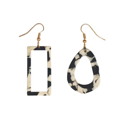 Asymmetric Earrings, Resin, fashion jewelry & for woman, white and black, 50mm 