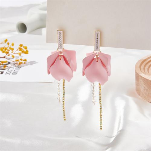 Acrylic Drop Earring, with Zinc Alloy, fashion jewelry & for woman & with rhinestone 85mm 