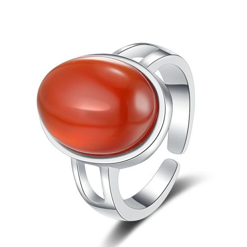 Anillo de Plata Ley, Plata de ley 925, con Ágata roja, Joyería & para mujer, más colores para la opción, Vendido por UD