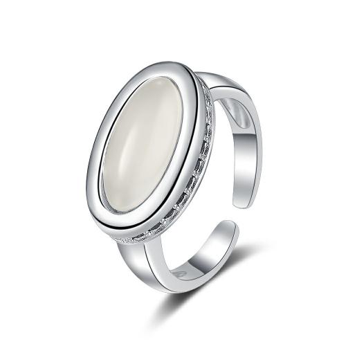 Anillo de Plata Ley, Plata de ley 925, con Ágata, Joyería & para mujer, más colores para la opción, diámetro interior:aproximado 16mm, Vendido por UD