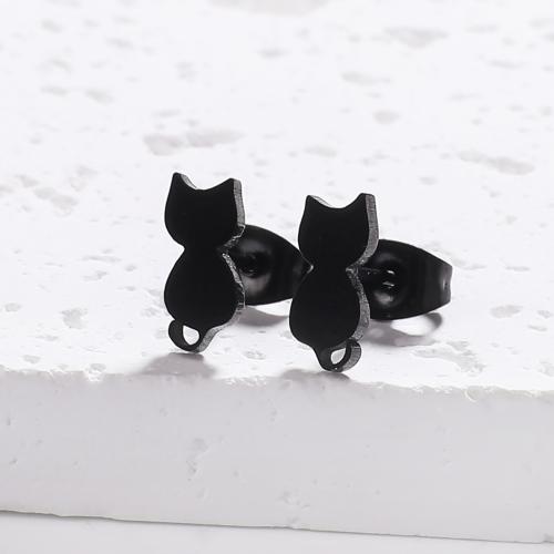 Edelstahl Stud Ohrring, 304 Edelstahl, Katze, Modeschmuck & für Frau, keine, 10x4mm, verkauft von Paar