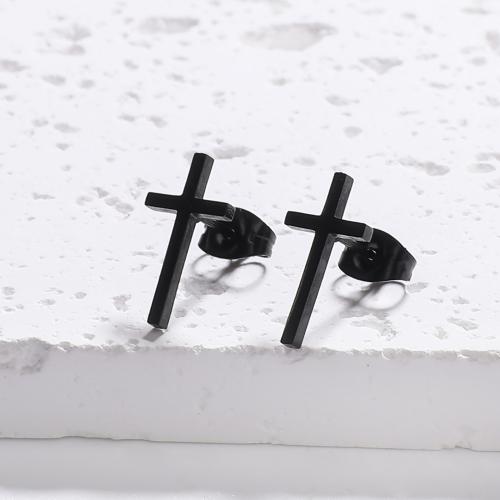 Edelstahl Stud Ohrring, 304 Edelstahl, Kreuz, Modeschmuck & für Frau, keine, 15x8mm, verkauft von Paar