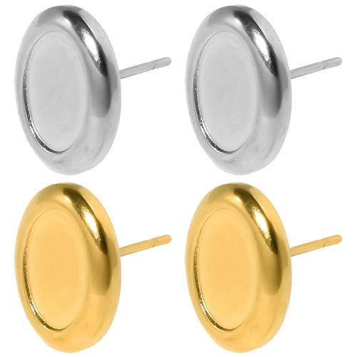 Stainless Steel Earring Stud Component, 304 Stainless Steel, Oval, Vacuum Ion Plating, DIY & for woman 