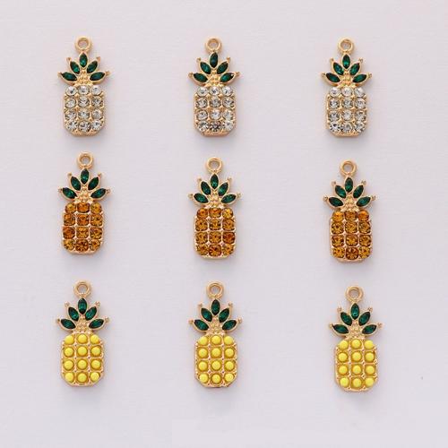 Zinc Alloy Rhinestone Pendants, Pineapple, gold color plated, DIY & with rhinestone Approx 