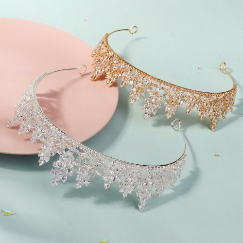 Bridal Tiaras, Zinc Alloy, with Cubic Zirconia, plated, for bridal 