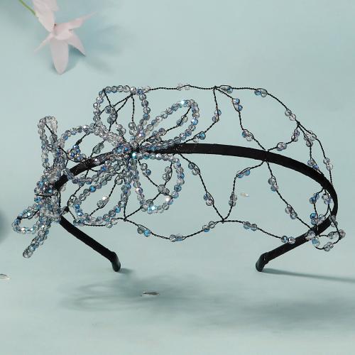 Hair Bands, Zinc Alloy, with Glass, plated, for bridal, black 