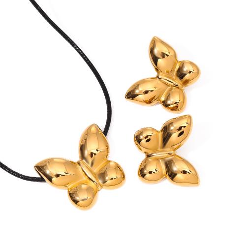 Fashion Stainless Steel Jewelry Sets, 304 Stainless Steel, with Wax Cord, gold color plated, fashion jewelry golden 