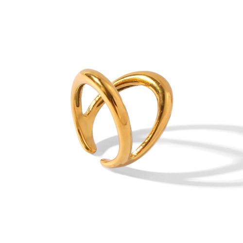 Edelstahl Fingerring, 304 Edelstahl, goldfarben plattiert, Modeschmuck, goldfarben, verkauft von PC