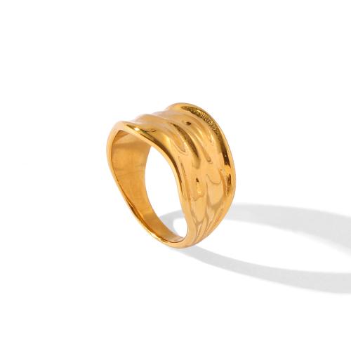 Edelstahl Fingerring, 304 Edelstahl, goldfarben plattiert, Modeschmuck & verschiedene Größen vorhanden, goldfarben, verkauft von PC