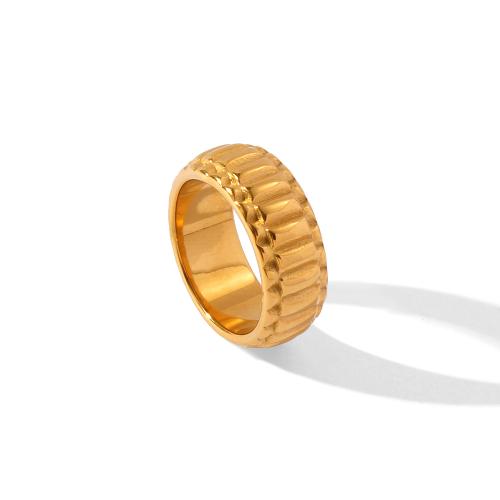 Edelstahl Fingerring, 304 Edelstahl, goldfarben plattiert, Modeschmuck & verschiedene Größen vorhanden, goldfarben, verkauft von PC