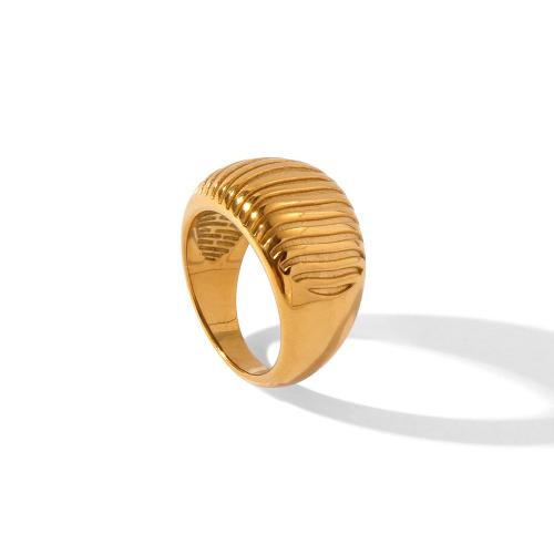 Edelstahl Fingerring, 304 Edelstahl, goldfarben plattiert, Modeschmuck & verschiedene Größen vorhanden, goldfarben, verkauft von PC