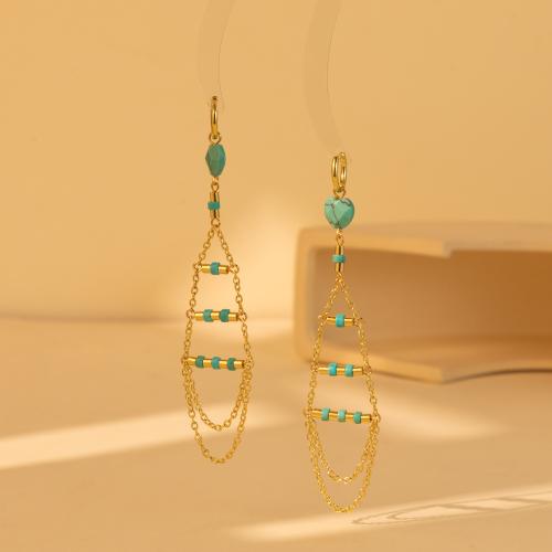 Gemstone Drop Earring, Iron, with Natural Stone, gold color plated, fashion jewelry, golden 