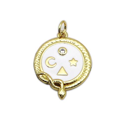 Cubic Zirconia Micro Pave Brass Pendant, with Shell, plated, DIY & micro pave cubic zirconia 