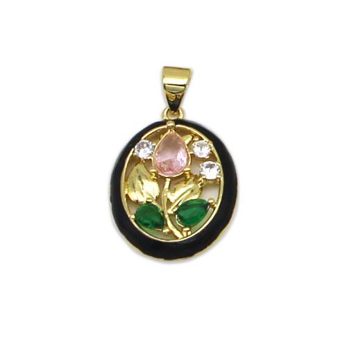 Cubic Zirconia Micro Pave Brass Pendant, plated, DIY & micro pave cubic zirconia & enamel 