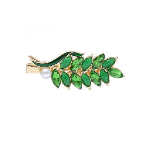 Alligator Hair Clip, Zinc Alloy, with Plastic Pearl, handmade, for woman & enamel & with rhinestone 