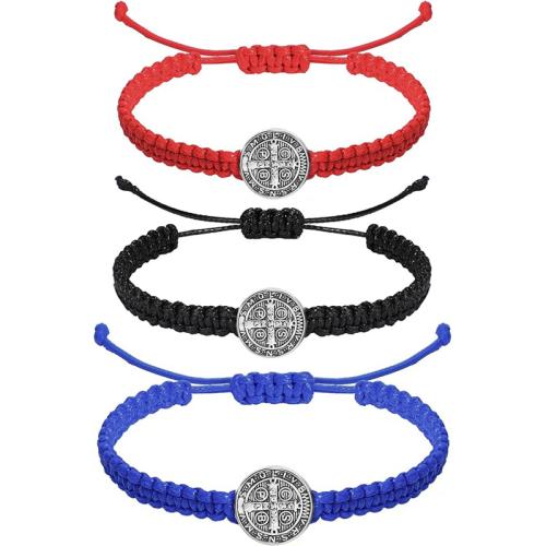 Moda pulseras de la aleación de Zinc, con Hilo de algodón, unisexo, más colores para la opción, longitud:aproximado 16-27 cm, Vendido por UD