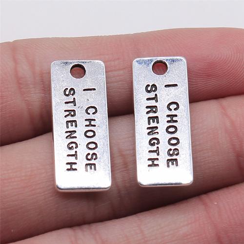 Zinc Alloy Jewelry Pendants, Rectangle, antique silver color plated, DIY 