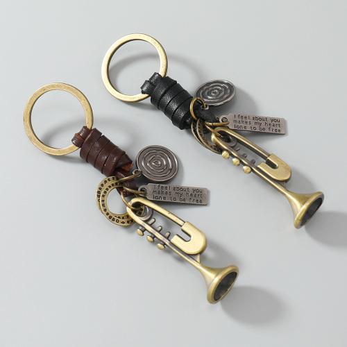 PU Leather Key Chain, Zinc Alloy, with PU Leather & Iron, plated, fashion jewelry 