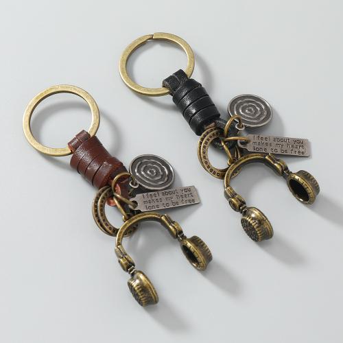 PU Leather Key Chain, Zinc Alloy, with PU Leather & Iron, plated, fashion jewelry 