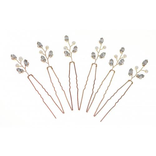 Hair Stick, Zinc Alloy, for bridal & for woman & with rhinestone 