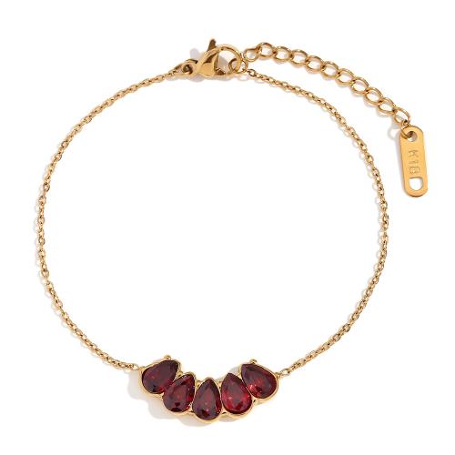 Pulseras de acero inoxidable, acero inoxidable 304, con 3cm extender cadena, 18K chapado en oro, Joyería & para mujer & con diamantes de imitación, dorado, longitud:aproximado 16 cm, Vendido por UD