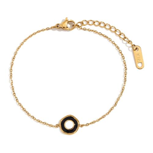 Pulseras de acero inoxidable, acero inoxidable 304, con 3cm extender cadena, 18K chapado en oro, Joyería & para mujer & esmalte, dorado, longitud:aproximado 16 cm, Vendido por UD