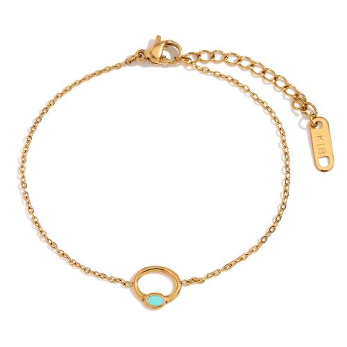 Pulseras de acero inoxidable, acero inoxidable 304, con 3cm extender cadena, 18K chapado en oro, Joyería & para mujer & esmalte, dorado, longitud:aproximado 16 cm, Vendido por UD