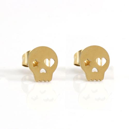 Stainless Steel Stud Earring, 304 Stainless Steel, 18K gold plated, fashion jewelry & for woman & hollow, golden 