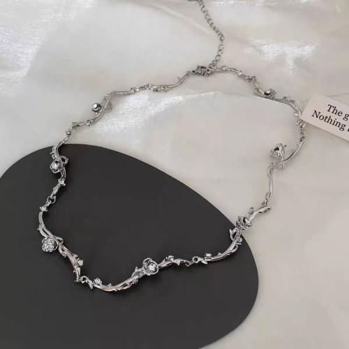 Collar de aleación de cinc con diamantes de imitación, aleación de zinc, Joyería & para mujer, longitud:aproximado 45 cm, Vendido por UD