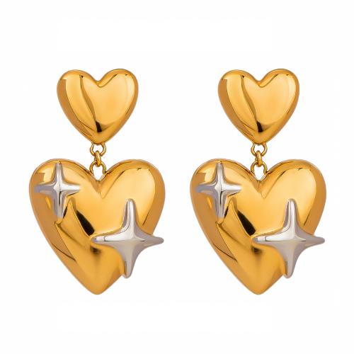 Stainless Steel Drop Earring, 304 Stainless Steel, Heart, Vacuum Ion Plating, fashion jewelry & for woman 