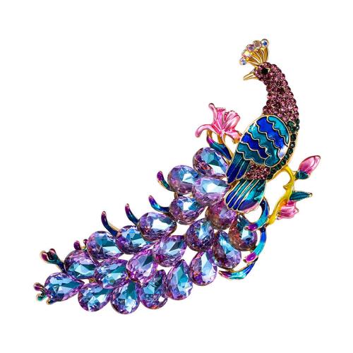 Zinc Alloy Jewelry Brooch, Peacock, fashion jewelry & for woman & with rhinestone 