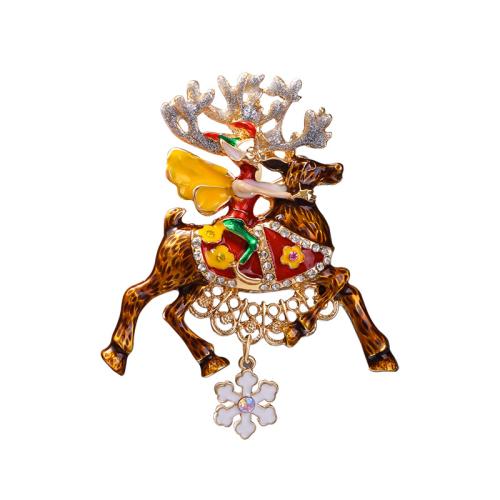 Zinc Alloy Jewelry Brooch, Deer, for woman & enamel & with rhinestone 